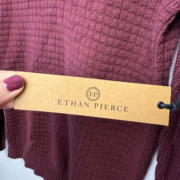 Ethan Pierce Sweater Mens Medium Maroon Knit Pullover Business Casual NWT - Picture 3 of 7